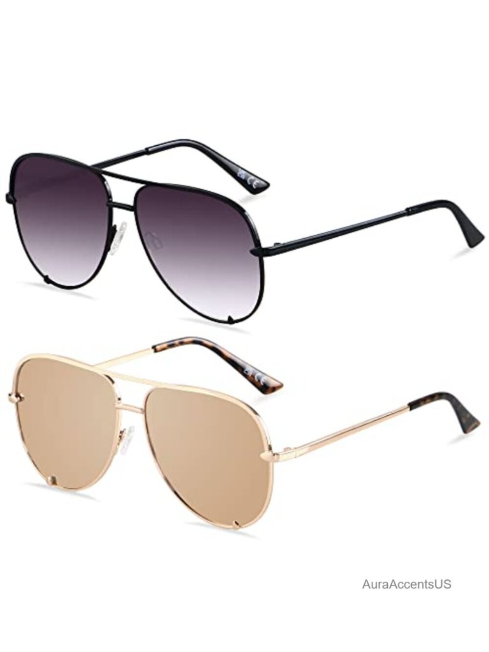 Oversized Aviator Sunglasses Full Frame UV400 Metal Shield Shades